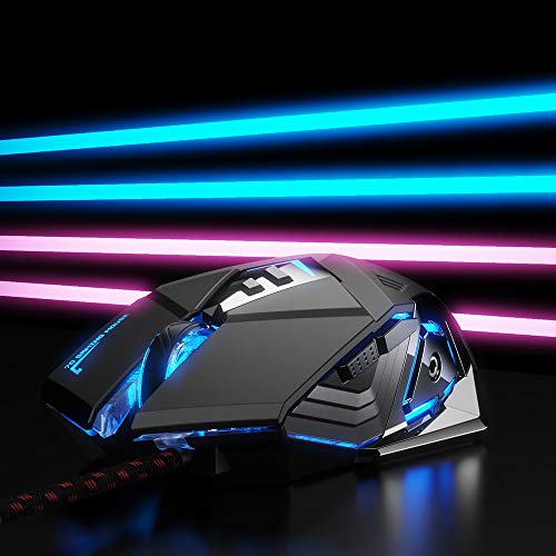 Inphic Souris de jeu filaire, jeu ergonomique Souris d\'ordinateur USB RGB Gamer Desktop Laptop PC Gaming Mouse, 7 boutons programmables pour Windows 7/8/10 / XP Vista Linux