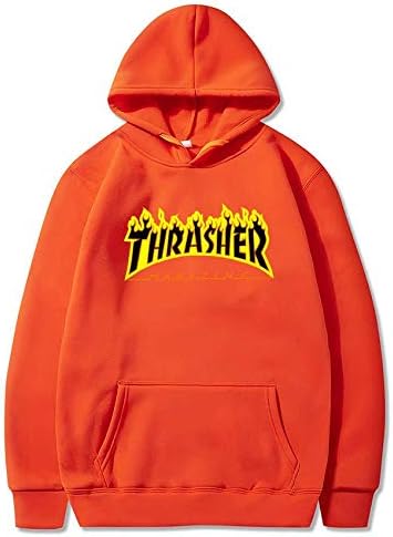 WYUKN Hoodie， Unisex Hip Hop Hoodie Street Fashion Thrasher Cotton Couple Pullover Baseball Uniform,Lightgray Small
