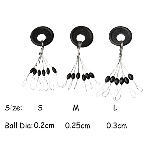 WODE Shop 100 PCS Fishing Stopper, 6 in 1 Black Rubber Fishing Bobber Stoppers Sinker Bobber Float(S)