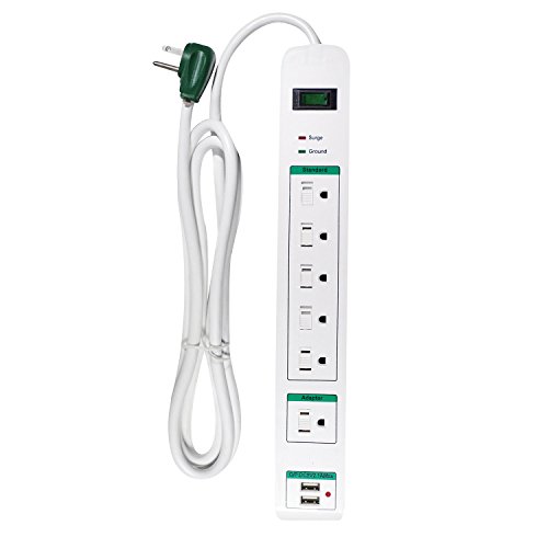 GoGreen Power GG-16326USB 6 Outlet Surge Protector with 2 USB Ports