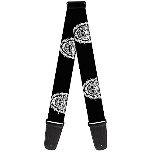 Buckle-Down Guitar Strap - Native American Skull Black/White - 2