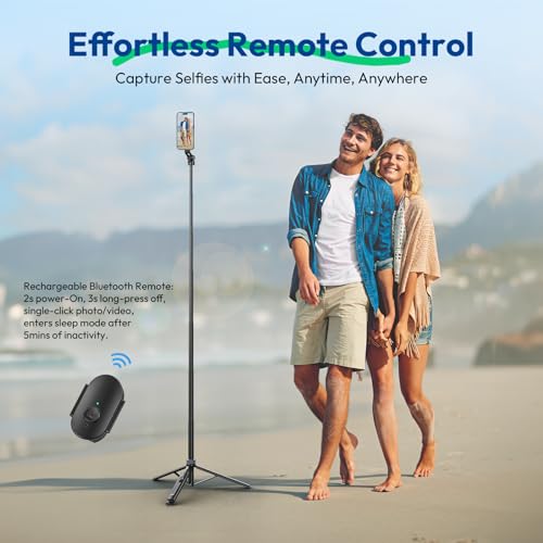 ULANZI TT88 Magnetic Tripod for iPhone, 57" Extendable Selfie Stick with Remote, 2-in-1 Phone Clip & Dual Cold Shoe Mounts-Lightweight Phone Tripod Stand for Vlogging, Travel, Video Recording (Black)