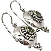 SilverStarJewel Genuine Peridot Earrings 1.2" Women Jewelry Sterling Silver