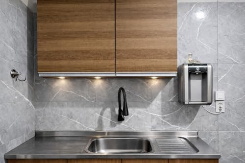 Placas Adesivas Mármore 3D Autocolantes Kit com 30 Unidades Revestimento Decorativo Lavável para Parede, Quarto, Sala e Banheiro 30cm x 60cm (Mármore Cinza Pietra, 30cm x 60cm)