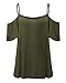 ZANZEA Womens Cold Shoulder Tops Sexy Casual Summer T Shirt Tee Short Ruffle Sleeve Spaghetti Strap Blouses Army Green US 4
