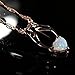 JIANGYUE Lady’s Pendant White Fire Opal Rose Gold Plated Heart Angel Wings Necklace Jewelry Valentine's Day Gift