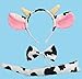 Marlegard® 3PCs Funny Dalmatian Milk Leopard Costume Headband Ear with Tail Tie (Milk with Horn)