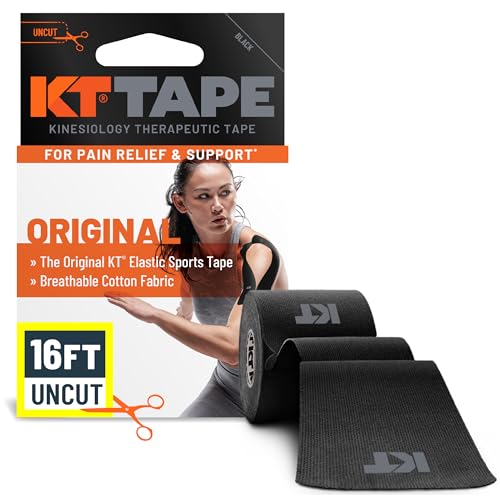 KT Tape, Original Cotton, Elastic Kinesiology Athletic Tape, 16’ Uncut Roll, Bl…
