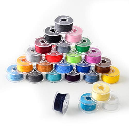 Bobbins and Sewing Threads with Case 25 Pcs Sewing Machine Bobbins for Brother Singer Babylock Janome Kenmore (Assorted Colors)