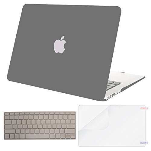 Mosiso Plastic Hard Case with Keyboard Cover with Screen Protector for MacBook Air 11 Inch (Models: A1370 and A1465), Gray