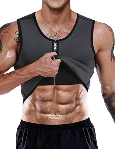 NonEcho Men Sauna Sweat Vest Weight Loss Waist Trainer Vest Neoprene Tank Top Shapewear Slimming Shirt Workout Suit