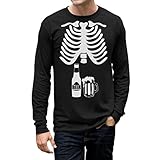 Halloween Skeleton Beer Belly Xray Funny Men's Long Sleeve T-Shirt