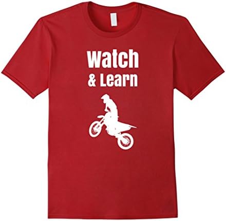 Mens Watch &amp; Learn Funny Dirt Bike Motocross T-Shirt  3XL Cranberry