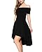 Mixfeer Women Off The Shoulder Dress High Low Cocktail Dress High Low Skater Dress Black