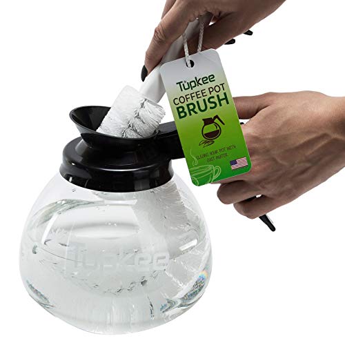 Tupkee Coffee Pot Cleaning Brush â€“ Non Scratching, Long Lasting Bristles, Curved Coffee Decanter Cleaning Brush