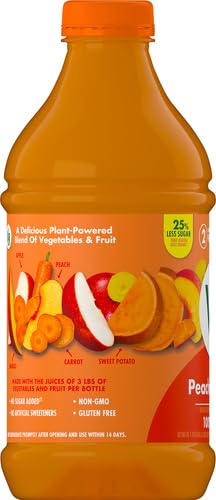 V8 PEACH MANGO 100% FRUIT AND VEGETABLE JUICE, 46 FL OZ BOTTLE