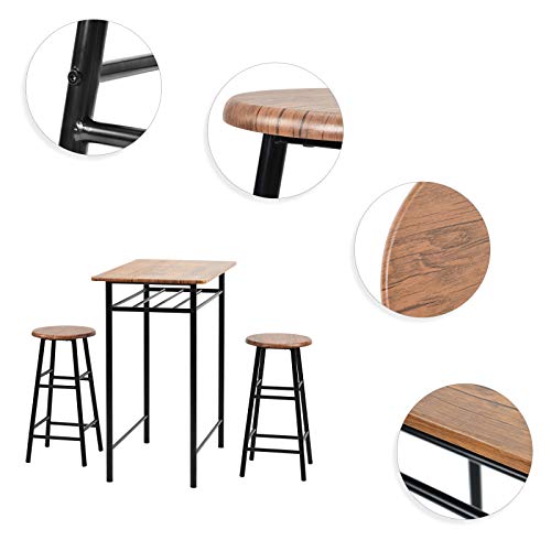 Bartisch-Set 3,Stehtisch mit 2 Barhockern,für 1 Bis 2 Personen, MDF Küchentisch und Küchenstuhl, für Bar Küche… – Bild 7