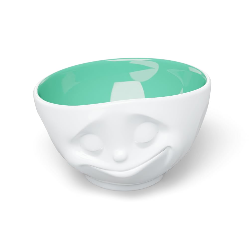 FIFTYEIGHT PRODUCTS Mugs/Bowl Glücklich (Porcelain, 500 ml, White, Mint Inside, Made in Germany)