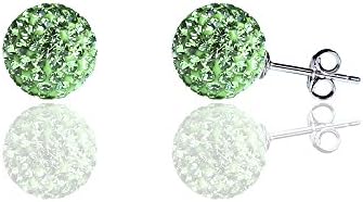 BAYUEBA 925 Sterling Silver Sparkle Crystal Ball Stud Earrings for Women