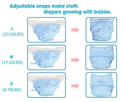 UBBCARE Baby Pocket Cloth Diapers Reusable Washable Adjustable 8 Pack with 8 Inserts Baby Shower Gifts … (boy color) - Thumbnail 2