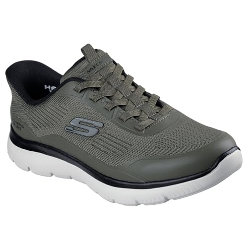 Skechers Men's Summits Leyter Hands Free Slip-in Sneaker,Olive/Black,7.5