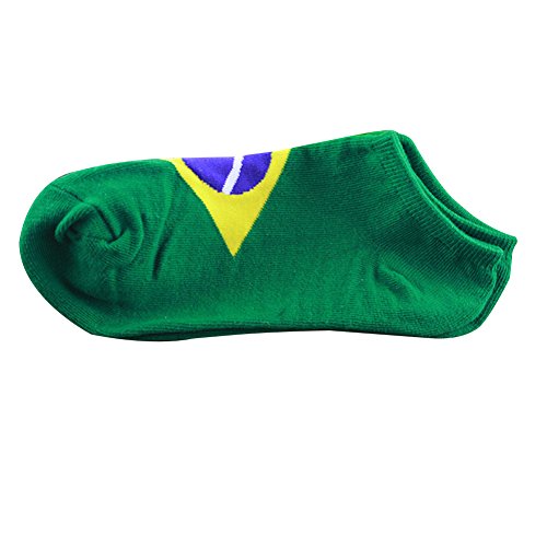 Aoile Unisex The World Cup Flag Design Socks Full Cotton Boat Socks - Free Size by (Brazil)