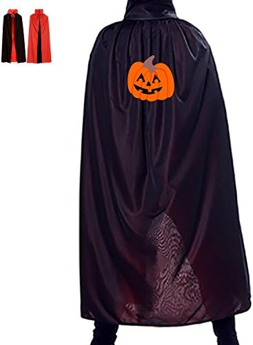Helloween Pumpkin Emoji Halloween Party Decoration Role Cosplay Witch Costumes Cloak (Black Red)