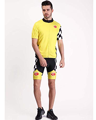 Knowtek Men's Cycling Jersey Set Bicycle Short Sleeve Quick Dry Breathable Shirt + Cycling Bib Shorts Cushion Padded Shorts