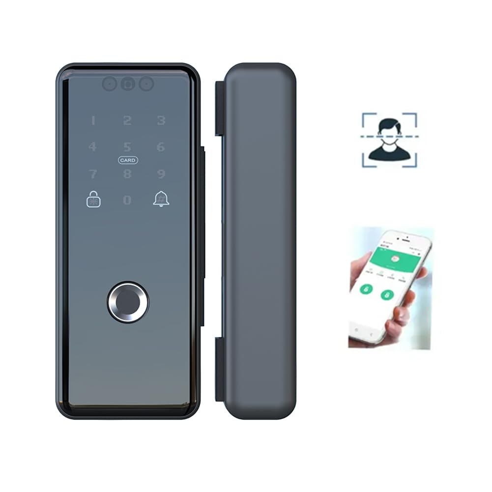 Photo 1 of wisuwore Smart Glass Door Lock 3D Face, FingerprintTuya APP PasswordCardKey Five in One WiFi Lock for Frameless Double Glass Door