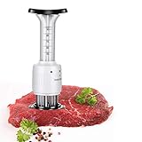sefone Meat Injector - 304 Stainless Steel Kitchen Tool 2 in 1 Meat Tenderizer Needle 3 Pinholes meat tenderizer injector, Best for Tenderizing / BBQ / Marinade / Beef / Pork / Steak / Chicken
