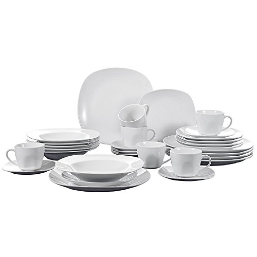 Malacasa, series elisa, 30-piece ivory white china ceramic dinner…