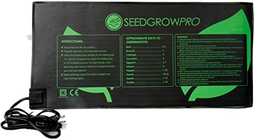SeedGrow Pro Seedling and Plant Germination and Heating Mat with Large Warming Surface, 10" x 20.75", Waterproof &amp; Durable Heavy Duty Latex with 120V Plug