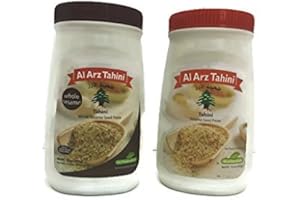 Al Arz Tahini Variety Pack - Whole Sesame Tahini & Tahini Sesame Seed Paste, 16 oz each, No Preservatives