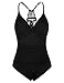Hilor Women's Shirred Halter One Piece Swimsuits Macrame Back Swimwear Tummy Control Bathing Suit