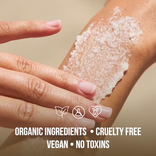 Organic Coconut Oil Scrub, Exfoliating Salt Body Scrub, Deep Cleansing for Soft Skin Remove Dead Skin Cells, Great for Toning Skin, Acne Stretch Marks Cellulite Bump Eraser, Natural Skincare Exfoliant