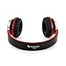 Sound Intone HD200 Headphones with Microphone Lightweight Folding Stereo Earphones for iPhone,PC,Laptop, Android Smartphones,Tablet (Black/Red)