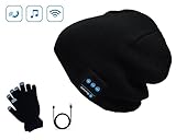 Playme Snow Hat Bluetooth Beanie Muisc Hat with Capacitance Gloves (Black 3)