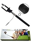 SizzleShotTM Selfie Stick monopod. Plug and shoot. Quick, simple and reliable. Just insert the wire plug into your cell's headphone jack and take pictures with the remote shutter control on the handle. No recharging or pairing required. Adapter mount for cell phone or camera. Take the best photos and videos with your Apple iPhone 6, 5 or 4, Samsung Galaxy 5 or 4 and other Android phones. Limited time offer for bonus photo app. Great products with great service from Nashville, Music City USA. Satisfaction guaranteed.