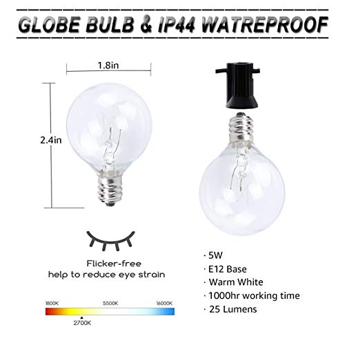 Afirst Outdoor String Lights 25Ft with 25 Edison Bulbs Vintage Hanging String Lights for Porch Market Backyard Patio Party Wedding Gazebo Lighting-Black