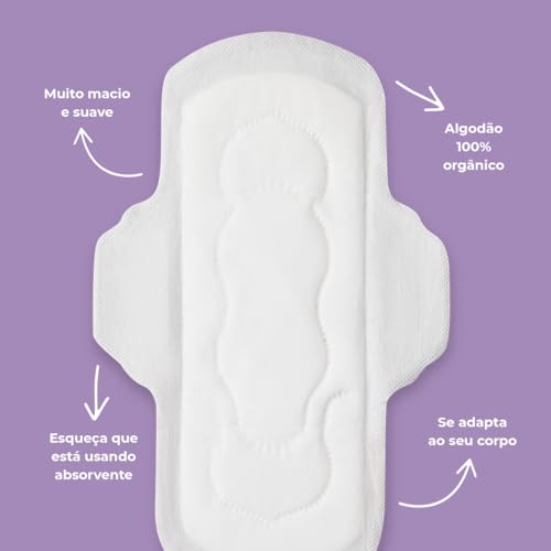 Amai, Absorvente Externo Fluxo Regular, Algodão Sem Químicos, Hipoalergênico, Sem plástico comum, Com Abas - 14 unidades