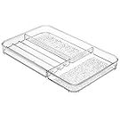 InterDesign Rain Cosmetic Organizer Tray for Vanity Cabinet to Hold Makeup, Beauty Products - Medium, Clear
