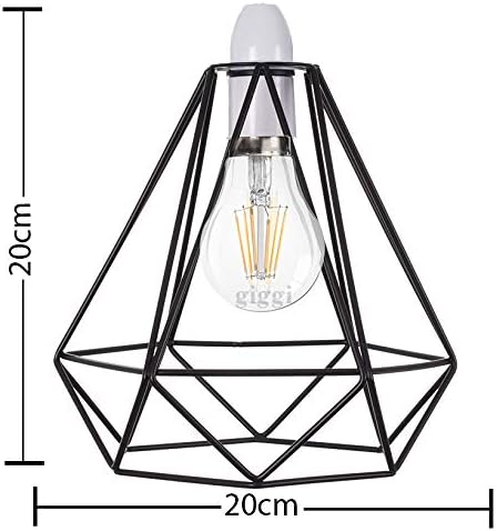 GIGGI Modern Ceiling Lamp Shade - Black With Gold Interior, Metal Industrial Pendant Shade (17cm Dia, 21cm H) - Easy Fit For E27/E14/B22 Bulbs