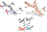 Balsa Wood and Foam Toy Airplane Set - 4 Balsa Wood and 6 Foam Model Plane Kits in 1 Set - Guillows Jetfire Plane Twin Set, Sky Streak Propeller Plane Twin Set, and 6 Foam Fighter Gliders