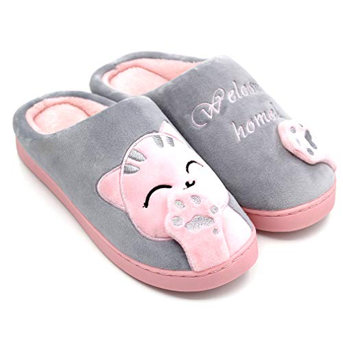 ALOTUS-Women-Men-Memory-Foam-Winter-Slippers-Booties-Animal-Cute-Cartoon-Cat-Warm-Fuzzy-Bedroom-Shoes-Big-Girl-Anti-Skid