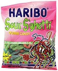 Product Of Haribo, Peg Bag Sour Sghetti Gummi Candy, Count 12 (5 oz) X 2 (Package quantity 2) Sugar Candy - (Buy Bulk at a Wholesale Price)
