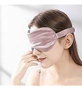 MTSNOO Silk Sleep Mask 100% 22 Momme Pure Mulberry Eye Mask for Sleeping with Silk Wrapping Elast...