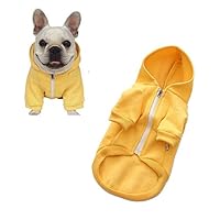 Meioro Dog Clothes Hoodies Pet Cat Warm Soft Cotton Zipper Sweater Coat French Bulldog Pug (XL, Yellow)