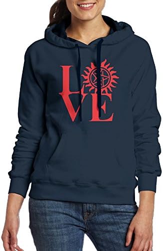 Womens Autumn Winter Love Supernatural Simple Fashion Casual Hooded Sweatshirt With Pocket