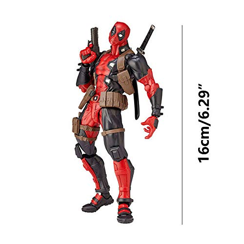 GOODKSSOP Joint Flexible Movable Amazing Yamaguchi Revoltech Kaiyodo DP Deadpool X-Men Classic Character Action Figure Model Toy Xmas Gift (Red)