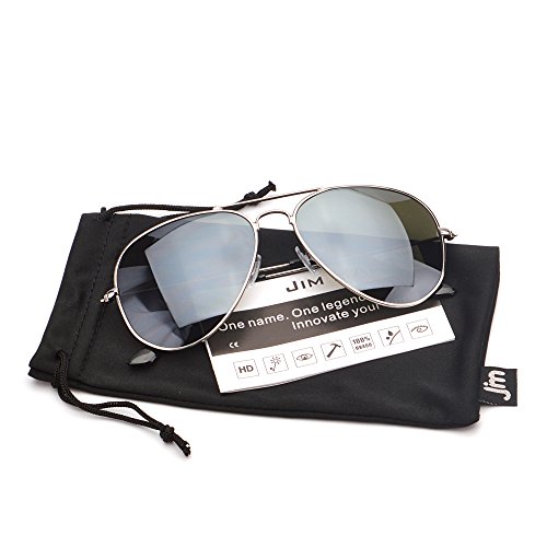Retro Mirror Aviator Sunglasses Flash Tinted Lens Eyeglasses for Women Men UV400 (Silver/Green)